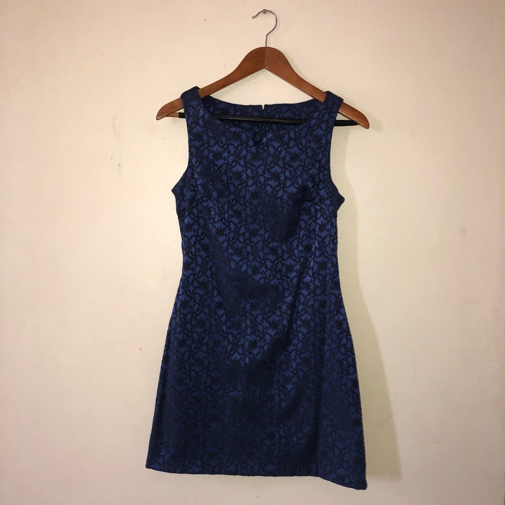 Vintage navy blue dress w/ cover up
